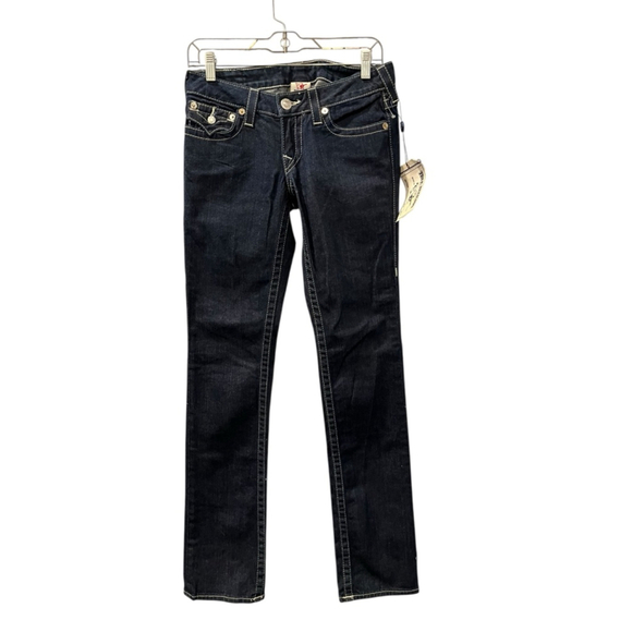 True Religion NWT Vintage Y2K Blue Bling Pocket Jeans Size 27 W32572L22 Women's - Picture 2 of 7
